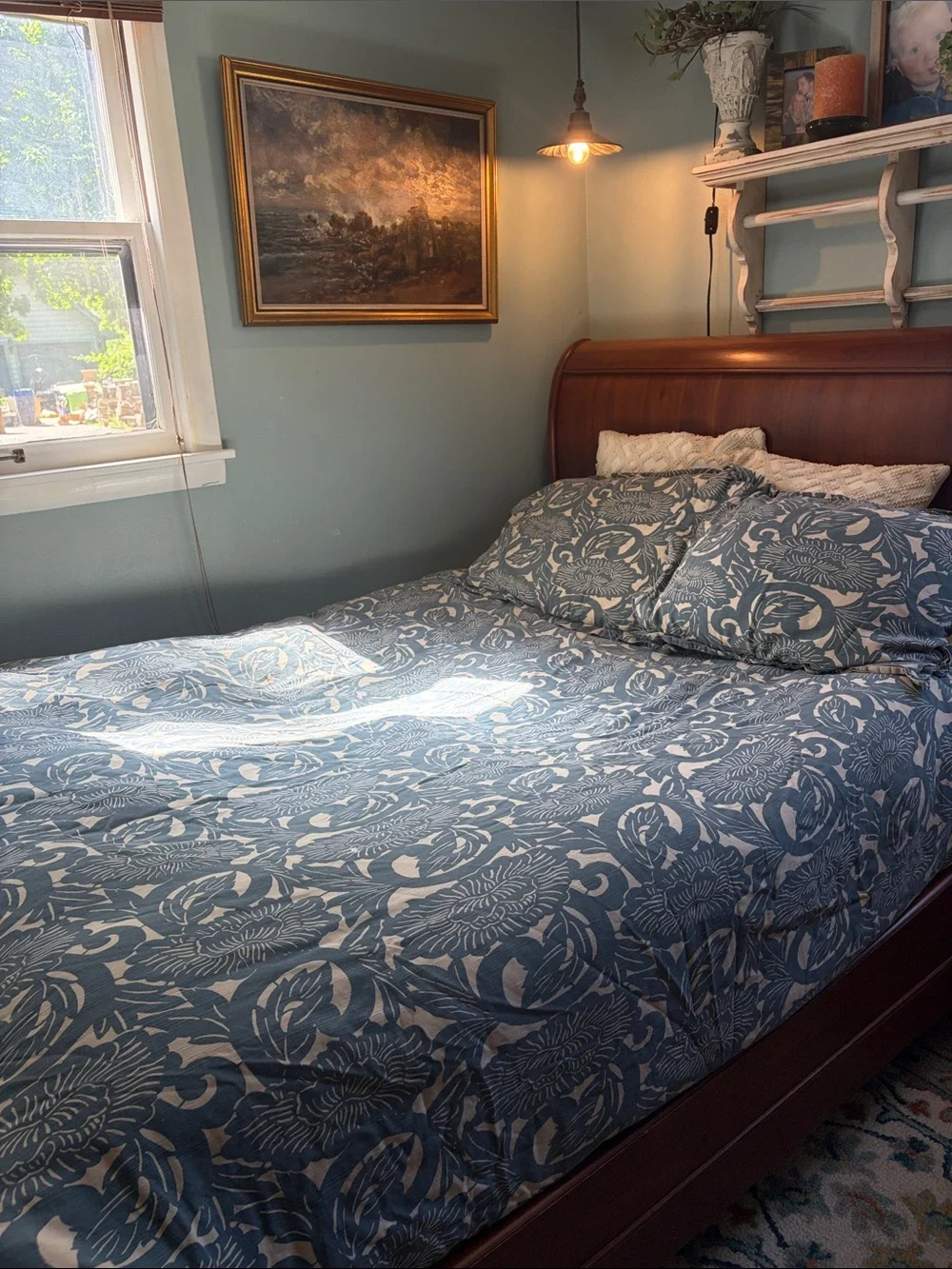 Pottery Barn Blue Floral Comforter Set - Queen